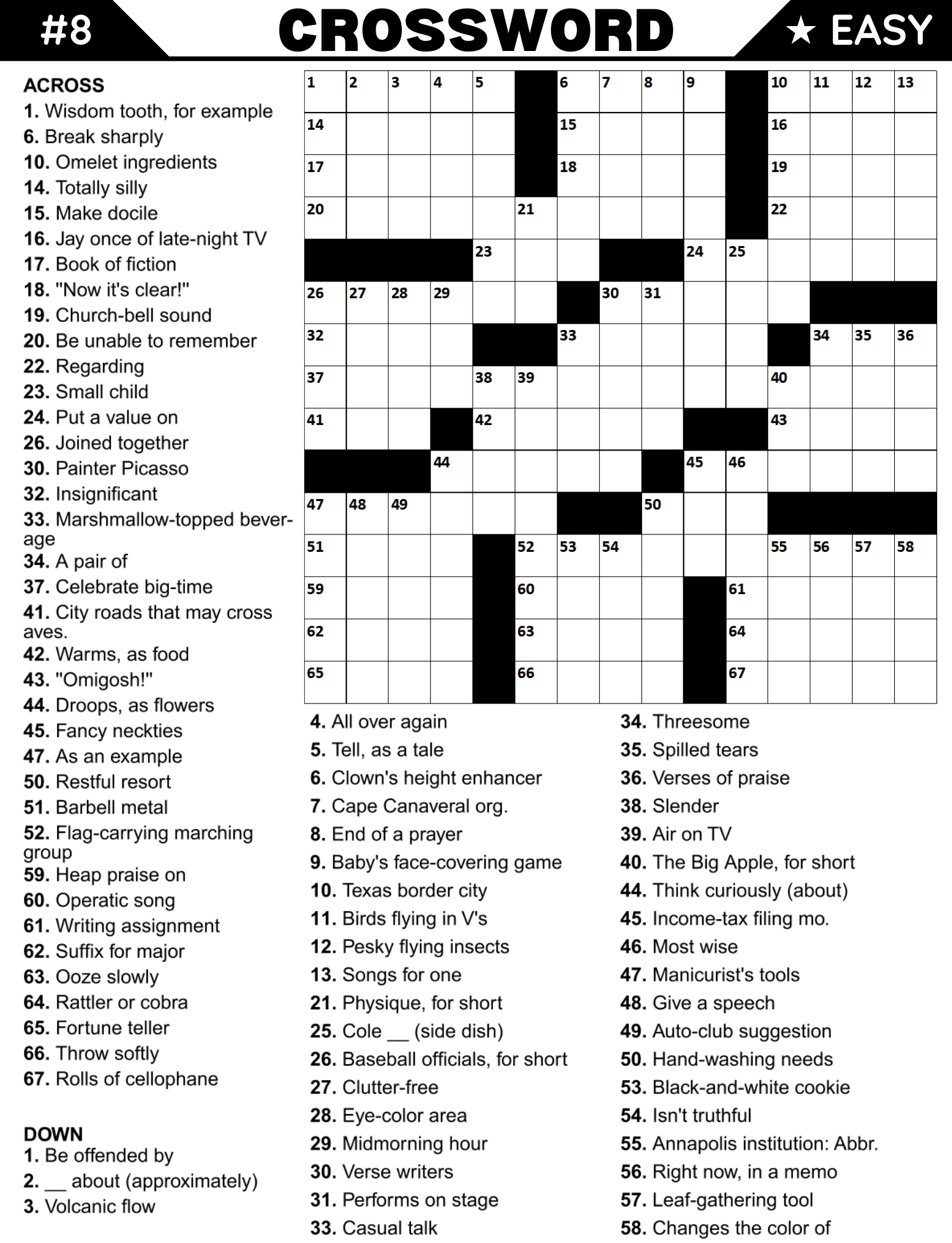 [Printable-PDF]Easy to Medium Crossword Puzzle Book For Adults and Seniors - 100 Puzzles