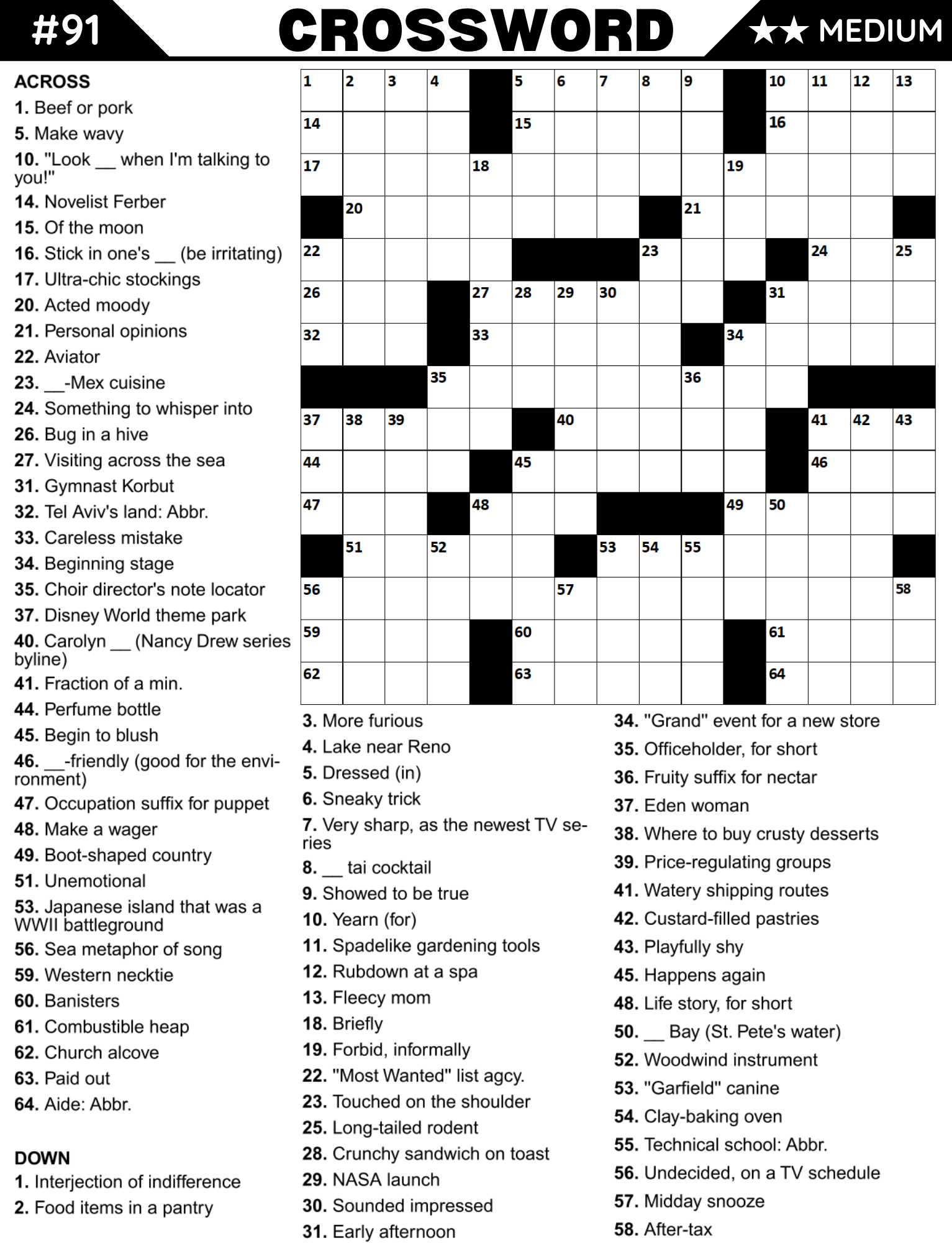 [Printable-PDF]Medium Crossword Puzzle Book For Adults and Seniors - 100 Puzzles