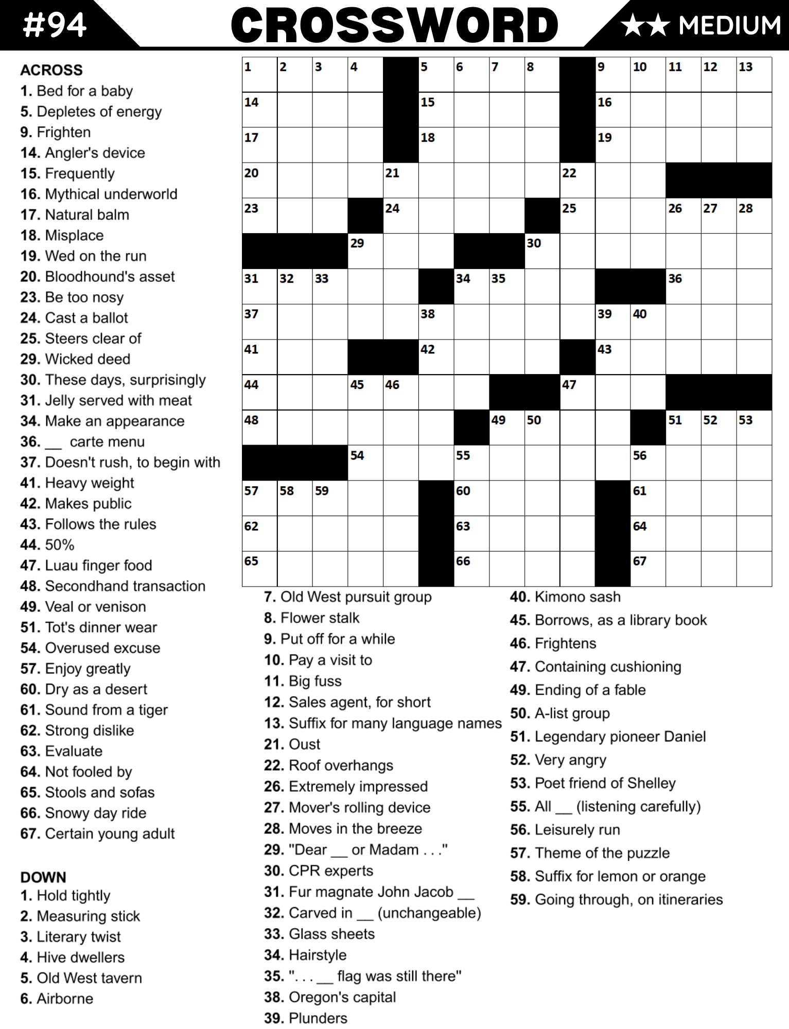 [Printable-PDF]Medium Crossword Puzzle Book For Adults and Seniors - 100 Puzzles