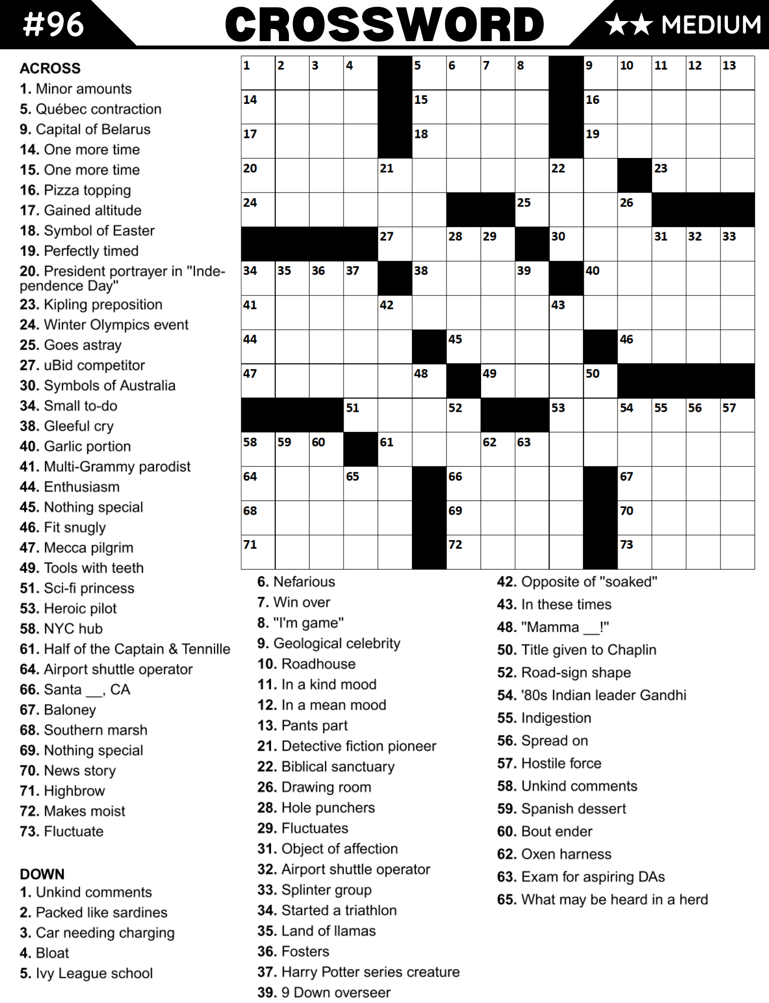 [Printable-PDF]Medium Crossword Puzzle Book For Adults and Seniors - 100 Puzzles