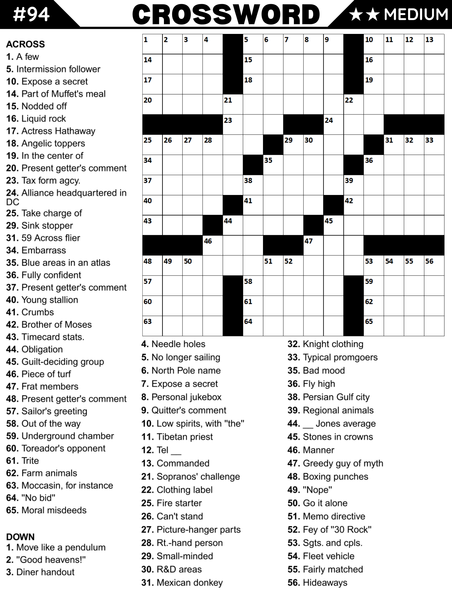 [Printable-PDF]Easy to Medium Crossword Puzzle Book For Adults and Seniors - 100 Puzzles